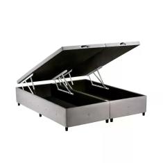 Cama Box Bau Casal Bipartido Suede (1.38X1.88) - Genki Kenko, TABACO