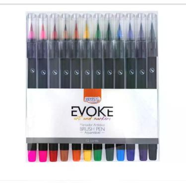 Imagem de Marcador Artístico Brush Pen Aquarelável 12 Cores - Brw