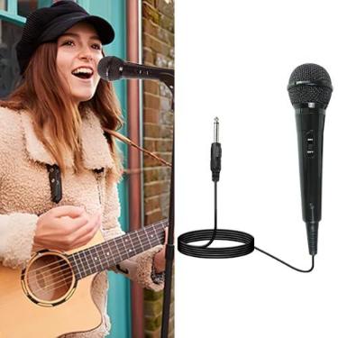 Imagem de Microfone portátil com fio, microfone vocal dinâmico cardioide com cabo de 9,84 pés e interruptor liga/desliga, ideal para alto-falantes, máquina de canto de karaokê, amplificador, mixer (conector de