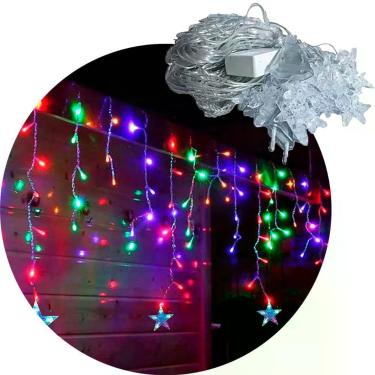 Imagem de Pisca Cascata Varal Estrelas 225 Leds Luz Colorido 6m 220v