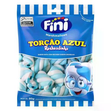 Imagem de Marshmallow Fini Torção Azul Recheadinho 80g
