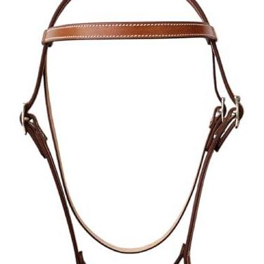 Imagem de WEMBILS Farol de couro ocidental Latigo Browband Headstall com costura dupla marrom para cavalos, presentes equestres para cavalos (bronzeado)