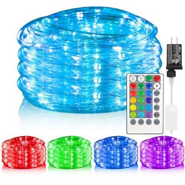 Imagem de Luzes de corda de 100 LED de 100 metros para fora, 16 cores à prova d'água com plugue e controle remoto, luzes de tubo de fadas cintilantes multicoloridas para decoração de Natal para acampamento