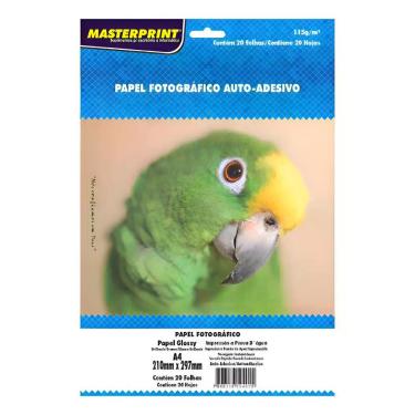Imagem de Papel Fotográfico Glossy Auto Adesivo 115g A4 - 20 Folhas - Sem marca