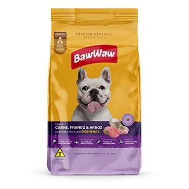 Imagem de Ração Baw Waw para cães adultos raças pequenas sabor Carne, Frango e Arroz - 2.4kg