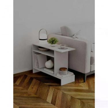 Imagem de Mesa Lateral Restn Retangular MDP Madeira 81CM Branco Fosco Mercado das Prateleiras