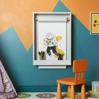 Imagem de Lousa Painel de Criação Infantil com Rolo de Papel 15M Espaço 45CM para Desenho Branco Casah