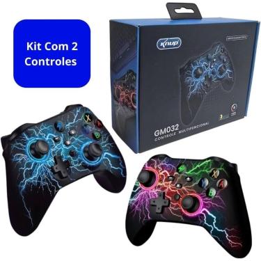 Imagem de Kit 2 Controles Gammer Multifuncional Sem Fio Compatível Game Pass PC