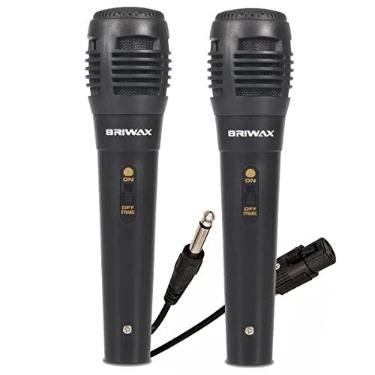 Imagem de Kit 2 Microfone Dinâmico Cabo de 5 Metros P10 Caixa de Som Karaokê Instrumentos Profissional