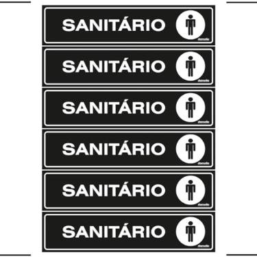 Imagem de Combo 6 Placas De Sinalização Sanitário Masculino 30x7 Ekomunike - A-431 F9e