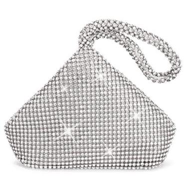 Imagem de Jian Ya Na Bolsa de mão feminina para madrinha de casamento e noite para formatura, coquetel, festa de casamento, noivado, Grande, prata