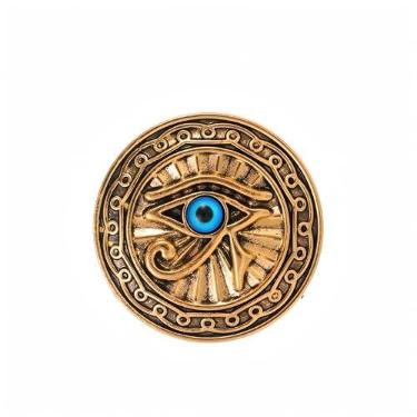 Imagem de Broche delicado de olho de Hórus egípcio vintage de liga de zinco para mulheres e homens, símbolo de proteção, joias, presentes, jaquetas, ternos, berloques de vestido, Medium, Metal, Sem Pedra