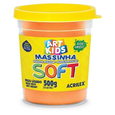 Imagem de Massinha para Modelar Escolar Soft - 500g - Acrilex - LARANJA