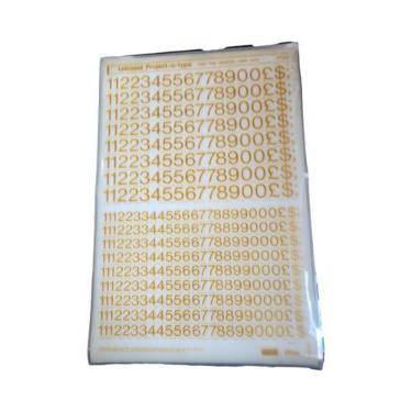 Imagem de Letraset Amarelo  25 X 38cm Algarismo Números Cifrões PT114