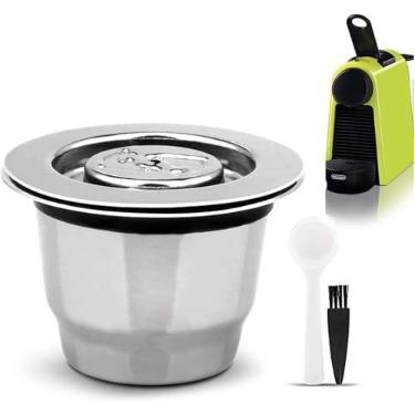 Imagem de Cápsula reutilizável de aço inoxidável recarregável, cápsula de café crema com tampa reutilizável