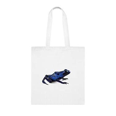Imagem de Sacola de sapo de dardo veneno azul, presente divertido, bolsa de ombro, bolsas reutilizáveis, cesta de Natal de aniversário ideia de presente, Branco