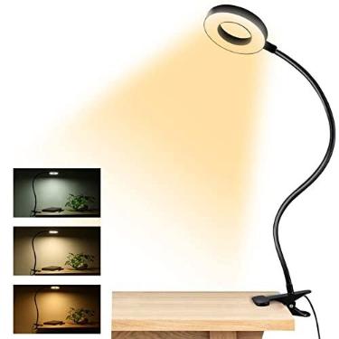 Imagem de Dpower Luzes de leitura com clipe, lâmpada de mesa USB de 48 LED com 3 modos de cor, 10 brilho, luz de grampo de livro de proteção ocular, lâmpada de grampo de pescoço de ganso flexível