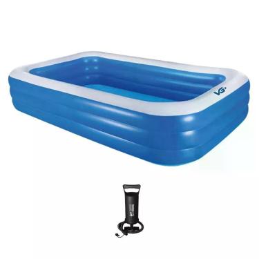 Imagem de Piscina Inflável Retangular Azul 540 Litros 180 Cm Pvc Com Bomba Vg+