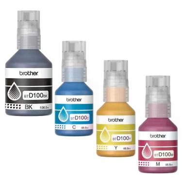 Imagem de Kit Tintas Brother Bt-d100 Bt D100 Original 4x Cores Dcp-t230 Dcp-t430w Dcp-t530dw Dcp-t730dw