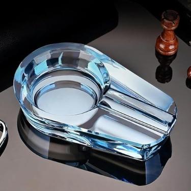 Imagem de Cinzeiro De Cristal, Cinzeiro De Charuto De Mesa Pesado, Cinzeiro Portátil Para Pátio, Exterior, Interior, Casa, Escritório, Hotel, Piscina, Restaurante, Black, 114 * 75mm