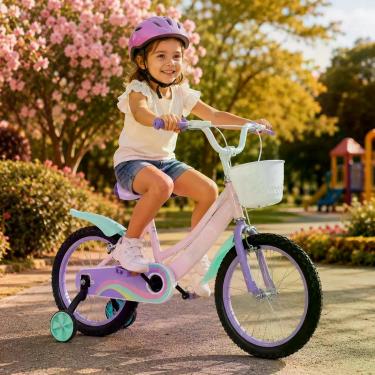 Imagem de Bicicleta Infantil Unitoys Aro 16 Rodinhas Cestinha E Gliter
