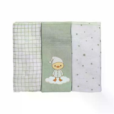 Imagem de Fralda Luxo Estampada/ Lisa com Aplicação 68cm x 70cm - Bublim Ninho, 