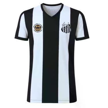 Imagem de Camiseta Infantil Santos Listrada Oficial - Revedor, Branco, Tam 8