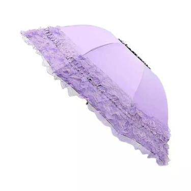Imagem de Guarda-chuva Dobrável Vintage Gótico Lolita Com Renda, Proteção Anti-U