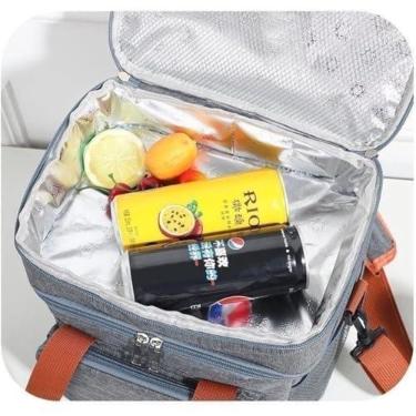 Imagem de Bolsa Térmica Expansível, 12L, 2 Compartimentos, Isolamento Térmico, com Alça Removível, 27,5x18x25cm, Preto/Azul/Cinza (AZUL)