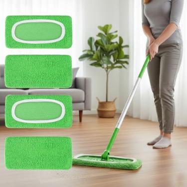 Imagem de Esfregão reutilizável de microfibra para esfregões de piso plano, refis laváveis e secos úmidos, várias superfícies, pacote com 2 ou 4