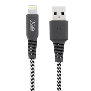 Imagem de Cabo Iphone/Cabo Lightning I2GO Certificado MFi 1,5m 2,4A Nylon Trançado Preto E Branco - I2GO Plus