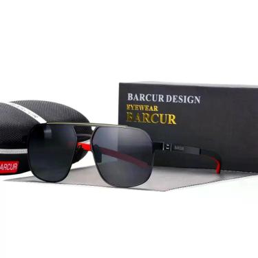 Imagem de Óculos De Sol Polarizados Design Quadrado Com Proteção Uv400 Preto Dourado