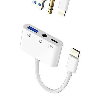 Imagem de Certificado Apple MFI, adaptador de fone de ouvido para iPhone, conector de áudio auxiliar de 3,5 mm, extensor de carregador, dongle, fone de ouvido, Lightning macho para USB fêmea, cabo OTG para