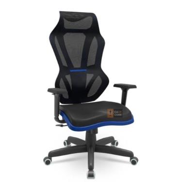 Imagem de Cadeira Vizon Gamer Assento Estofado RelaxPlax Standart Braços 3D PP Plaxmetal (Azul)