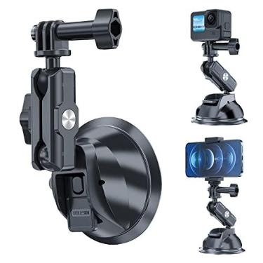 Imagem de TELESIN Ventosa de suporte de carro com suporte de telefone, painel externo para janela de para-brisa interna para Go Pro Max Hero 13 12 11 10 9 8 Insta 360 X4 X5 DJI Action 3 4 5 pro 6 Pocket 3