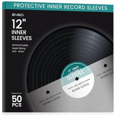 Imagem de Capas Internas de Vinil EVEO, 50 Unidades, para Discos de 12", Antiestáticas com Papel de Arroz, Transparentes