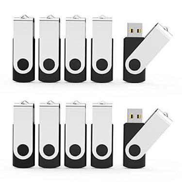 Imagem de Aiibe Pen drives USB de 32 GB, pacote com 10 unidades flash de 32 GB, unidades de memória USB 2.0, unidades giratórias com zíper (32 GB, pacote com 10, preto)