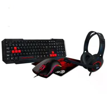 Imagem de Kit Gamer ELG Dragon War 4 Em 1, Teclado Membrana Dupla + Mouse 2400 DPI + Mousepad 250 x 210mm + Headset 40mm - Cgdw41r