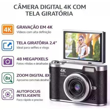 Imagem de Câmera Fotográfica 4K com Zoom 8X Tela Flip e Design Moderno Compacto 