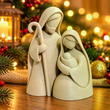 Imagem de Presépio Pequeno 13 cm Sagrada Família Decoração Natalina - FenixCv