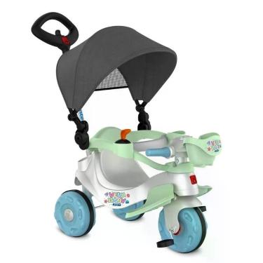 Imagem de Triciclo Joy com Capota Passeio e Pedal Assento Ergonômico Azul Brinquedos Bandeirante
