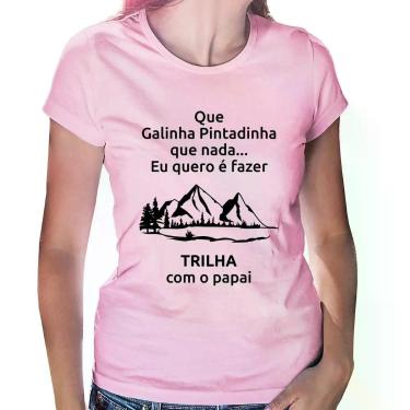Imagem de Baby Look Trilha com o papai Trekking - Foca na Moda, Rosa bebê, P