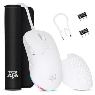Imagem de Mouse Gamer Adamantiun Gladius M11 Com Mousepad Para Pc Notebook Jogos Led Rgb Com Fio Cabo Paracord Swicth Removível Usb 16000 Dpi Sensor Pixart 3389 (Branco)