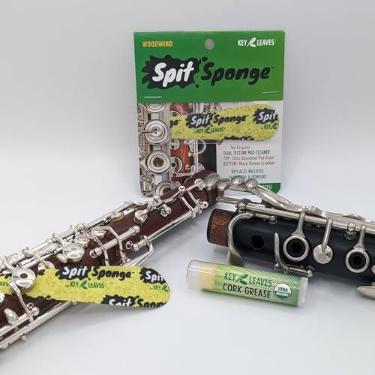 Imagem de Woodwind Cork Grease and 2-Piece Spit Sponge™ pad dryer cleaner for clarinet, flute, and oboe pads