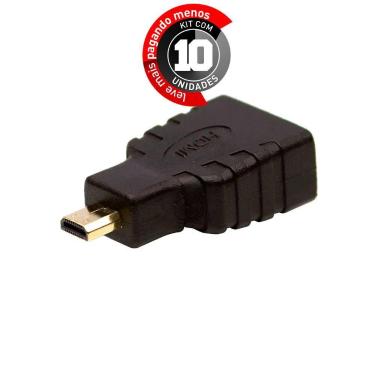 Imagem de Kit com 10 Adaptador Hdmi Fêmea Para Micro Hdmi Macho - CIRILO CABOS