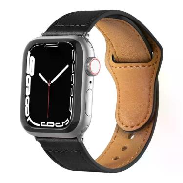 Imagem de Pulseira De Couro Para Apple Watch 42 / 44 / 45Mm - Preta - Gshield
