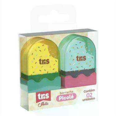 Imagem de Borracha Tris Picolé Holic Fofurices com Textura Macia e Cheirinho de Frutas ECO PVC Não Tóxico Kit 2 Unidades
