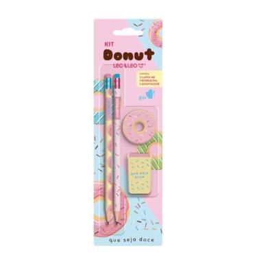 Imagem de Kit de Material Escolar Barato Temático com 4 Itens - Leo e Leo (Donut)