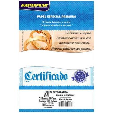 Imagem de Papel Matte A4 108g Fotográfico Branco Fosco Masterprint com 100 Folha