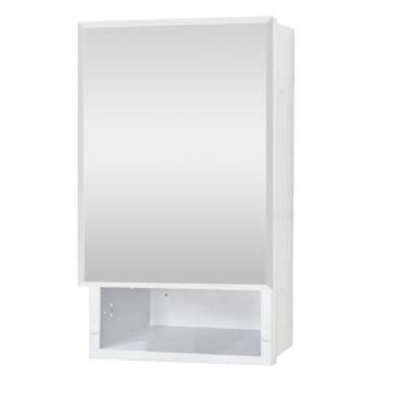 Imagem de FOMAYKO Armário com espelho 40,6 x 66,6 cm, simples e bonito, grande espaço de armazenamento, branco fosco para banheiro